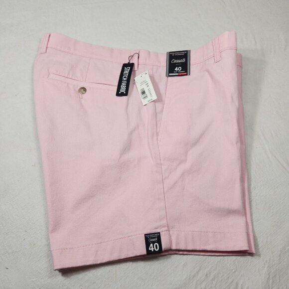 Roundtree & Yorke Mens Size 40  Shorts Classic Chino Flat Front Pink ---14 - Picture 7 of 9